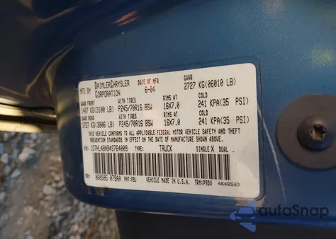 2004 Dodge Dakota Slt из США, поврежденный, VIN 1D7HL48N94S764009